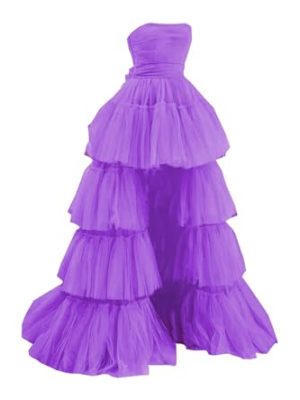 2025 Ball Gown High Low Prom Homecoming Cocktail Dresses Strapless Layers Tulle Ruffle