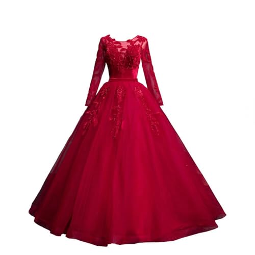 Velvet Floral Applique Formal Dresses for Wedding Long Sleeve Pearls Quinceanera Dress A-line Prom 2025