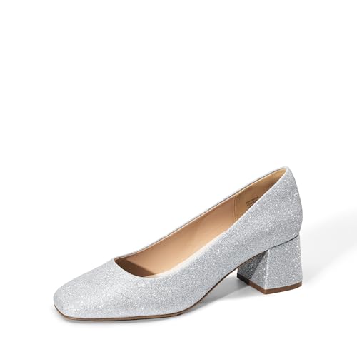Women's Low Chunky Heels Square Toe Pumps Comfortable Slip On Dress Shoes Wedding Party Office Shoes