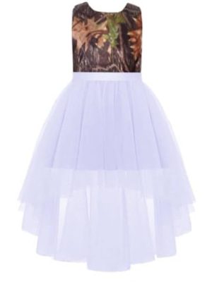 Camouflage High Low Flower Girl Party Dresses Junior Bridesmaid Gown Tulle