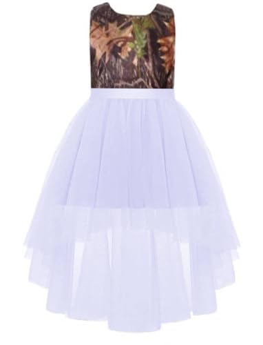 Camouflage High Low Flower Girl Party Dresses Junior Bridesmaid Gown Tulle