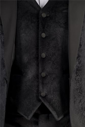 Men's Suit 3 Piece Black Velvet Paisley Shawl Collar Tailored Fit Wedding Tuxedo