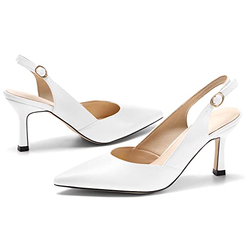 Women's Slingback Kitten Heels Closed Pointed Toe Wedding Party Dress Pumps Shoes