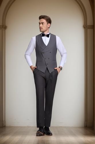 Men's 3 Piece Tuxedo Suit Slim Fit Swallow Long Tailcoat Performances Dinner Party Wedding Double Breasted Vest Pants