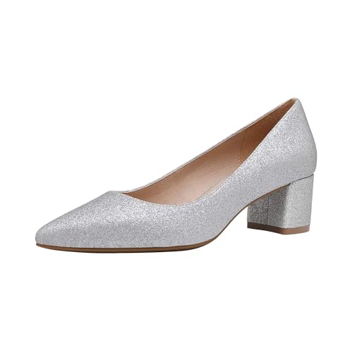 Women’s Chunky Low Block Heels Closed Toe Dress Pumps Shoes