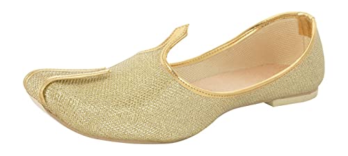 Men's Tiger Gold Glitter Punjabi Jutti Indian Handmade Gold Shoes Loafers, Khussa Shoes Juti India Wedding Kurta Sherwani Khussa