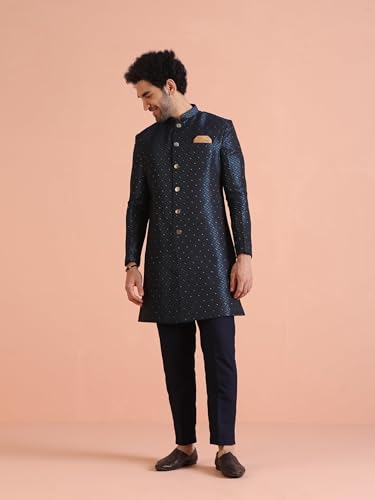 Men's Jacquard Indowestern Sherwani Pajama Set – Mandarin Collar | Indian Wedding & Festive Wear