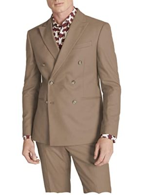 Men Suits Slim Fit 2 Piece Elastic Satin Business Double Breasted Blazer Pants Wedding Grooms Wedding