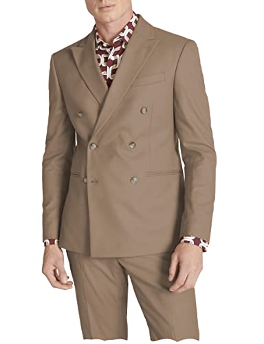 Men Suits Slim Fit 2 Piece Elastic Satin Business Double Breasted Blazer Pants Wedding Grooms Wedding