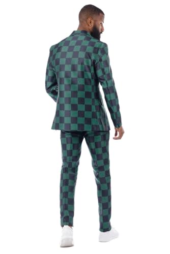 Men's Checkered Pattern Peak Lapel Suit 4SU09