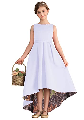 High Low Flower Girl Dresses Camo and Satin Banquet Quince Prom Dress