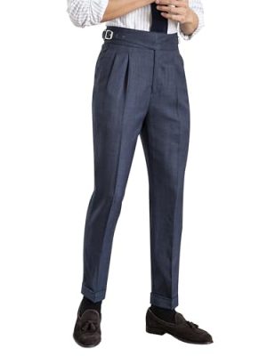 Men's Gurkha Naples Italian Old Money Style No Need to tie a Belt High Waisted Dress Pants