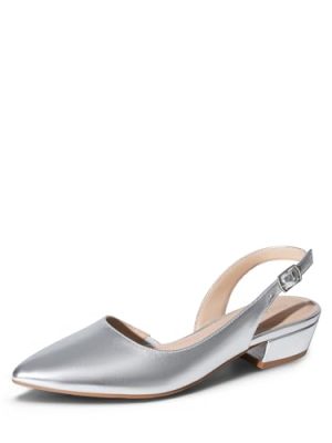 Womens Slingback Kitten Low Block Heels Closed Pointed Toe Ankle Strap Elegant Dressy Pumps Wedding Party Dress Shoes for Women