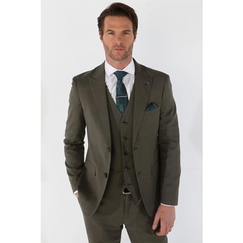Men's Suit 3 Piece Sage Green Tailored Fit Summer Wedding