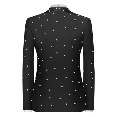 Mens Pearls 2 Pieces Suits Slim Fit Double Breasted Tuxedo Jacket Blazer Pants for Prom,Party,Wedding