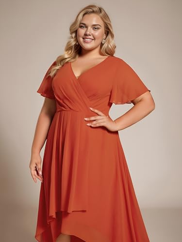 Women's A Line Curvy Pleated Chiffon Plus Size Semi Formal Dress