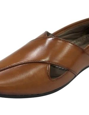Punajbi Jutti for Men Sherwani Jutti Groom Shoes Tan Indian Shoes Breathable Loafers