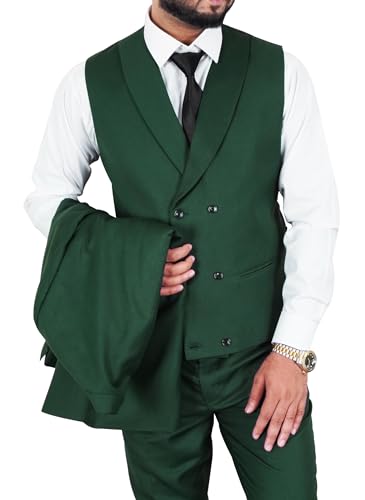 Mens 3 Piece Suit Slim Fit Elegant Wedding Groom Prom Party Suit Blazer Vest and Pants Tuxedo Suit Set