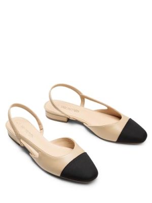 Slingback Ballet Flats for Women Square Cap Toe Low Heel Dress Shoes Comfortable Work Flats for Office Party Wedding Business