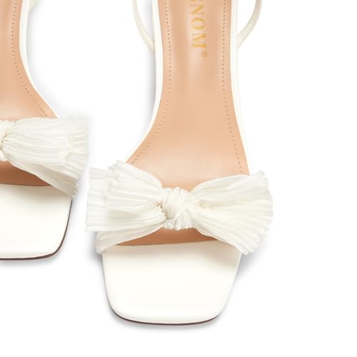 Women's Bow Knot Heeled Sandals Ankle Buckle Strap Open Toe Block Chunky Heels Bride Wedding Party Fashion Heel