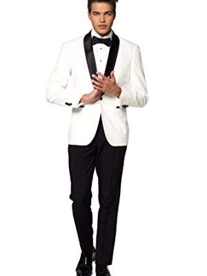 Men's Formal Outfit - Premium Tuxedo Suit - Slim Fit - Includes Blazer, Pants and Bow Tie