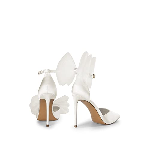 Women's High Heels Strappy Closed Toe Stiletto Pointed Toe Mesh Bows Ankle Strap D'Orsay Sexy Dress Wedding Party Pumps Shoes