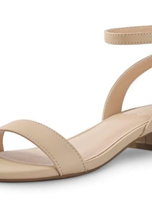 Black Nude White Red Women Sandals Comfortable Walking Strappy Open Toe Sandals for Women Dressy Summer 1 Inch Low block Heel