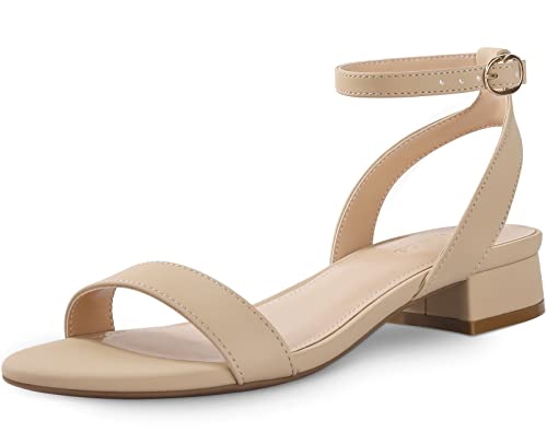 Black Nude White Red Women Sandals Comfortable Walking Strappy Open Toe Sandals for Women Dressy Summer 1 Inch Low block Heel