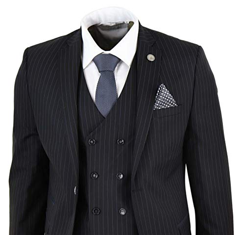 41-3jNXMdRL.jpg Mens 3 Piece Suit Gatsby 1920s Gangster Pinstripe Tailored Fit