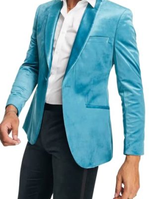 Men's Velvet Blazer Shawl Lapel Velour Suit Jacket One Button Tuxedo Jackets for Wedding Prom Party Dinner