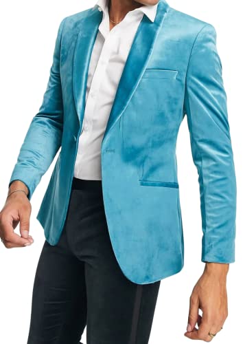 Men's Velvet Blazer Shawl Lapel Velour Suit Jacket One Button Tuxedo Jackets for Wedding Prom Party Dinner