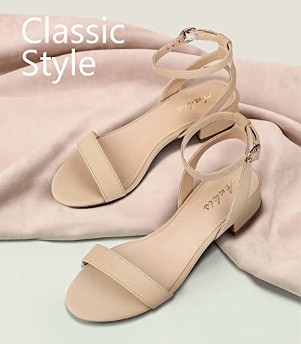 Black Nude White Red Women Sandals Comfortable Walking Strappy Open Toe Sandals for Women Dressy Summer 1 Inch Low block Heel