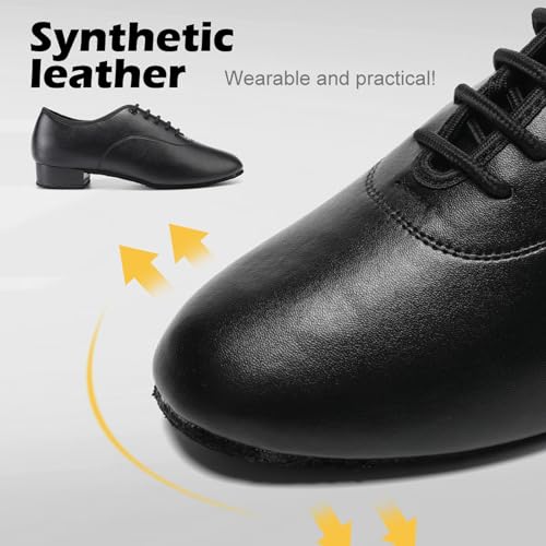 Men Latin Dance Shoes Leather Lace-up Salsa Tango Ballroom Modern Professional Performance Practice Dance Shoes,Model 707B