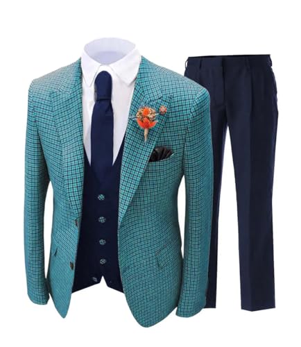 Orange Men Suit 3 Piece Version Slim Fitting Plaid Stripes Suitable for Wedding Banquets Jacket Vest and Pants