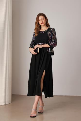 Women's Formal Dresses Mother of The Bride Dresses for Wedding Party Cocktail Dress Two Piece Dress Sequin Dress