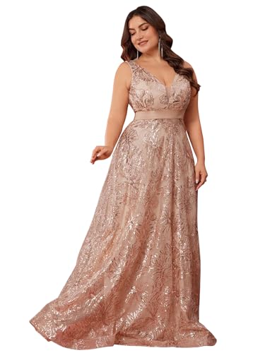 Plus Size Sleeveless Glitter Sequined Womens Long Formal Gown Aline Wedding Guest Dress Floor Length Evening Dresses