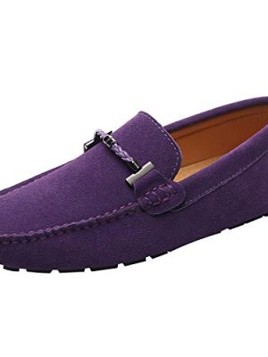 Mens Elegant Buckle Loafers Comfort Suede Driving Shoes Stylish Moccasin Slippers