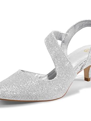 Women's Dress Shoes Low Heels 2 inch Kitten Pumps Slingback Wedding Party Medium/Wide Width Shoes