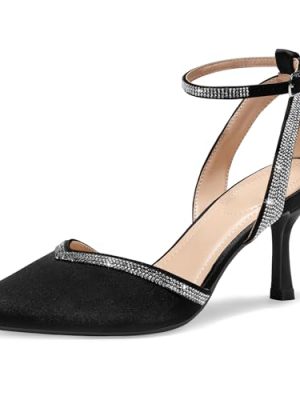 Women's Pumps Shoes Pointed Toe Kitten Low Heels Stiletto Ankle Strap Closed Toe Wedding Party Dress Sandals