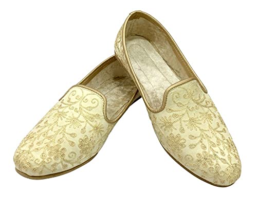 Cream Mens Jutti Sherwani Shoes Men Indian Wedding Handmade Ethnic Mojari Punjabi Juti