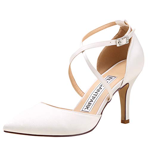 Heels for Women Closed Toe Strappy Pointed High Heel Pumps Satin Pointy Wedding Evening Dress Shoes