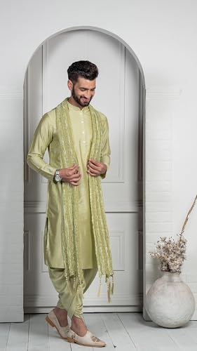 Men's Kurta Dhoti Dupatta Set - Traditional Indian Ethnic Wear for Men - Ideal for Weddings, Festivals & Celebrations