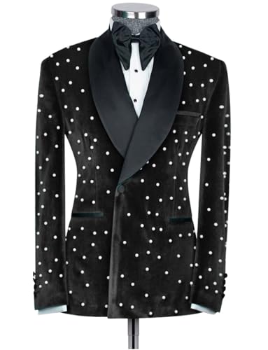 Luxury Velvet Men Suit 2 Piece Shawl Lapel Green Tailor Made Tuxedos with Pearl for Prom,Party,Wedding
