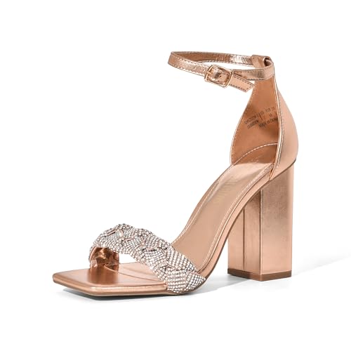 Women's Heels for Women Braided Open Toe Ankle Strap High Block Chunky Heel Sandals Party Wedding Dress Pumps Shoes