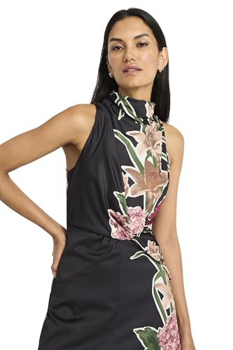 Women's Sleeveless Mock Neck Maxi Elegant Floral Print for Wedding Guest-Versatile Formal Dresses