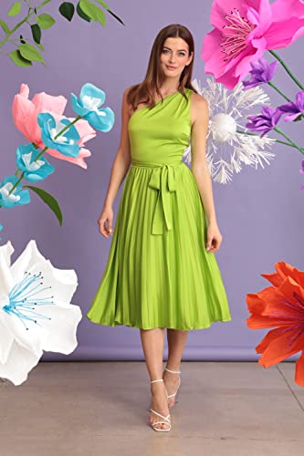 Women's One Shoulder Pleated Skirt Dress Event Occasion Party Guest of