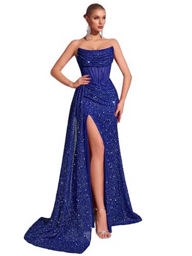 Cocktail Evening Gowns Formal Dresses for Women Sequin Tulle Wedding Guest Party Sexy Off Shoulder Floor Length Prom Dress