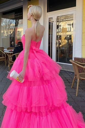 2025 Ball Gown High Low Prom Homecoming Cocktail Dresses Strapless Layers Tulle Ruffle