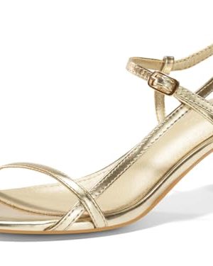 Womens Strappy Heeled Sandals Kitten Low Heel Open Toe Ankle Strap Party Wedding Dress Shoes