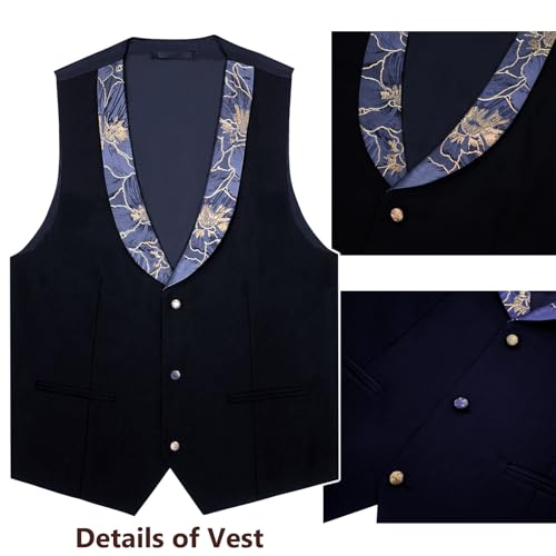 41PHyMEGrL.jpg 3 Pieces Men's Tuxedo Paisley Groom Wedding Blazer Jacket Vest Pants Sets Floral Formal Suits for Party,Dinner,Prom